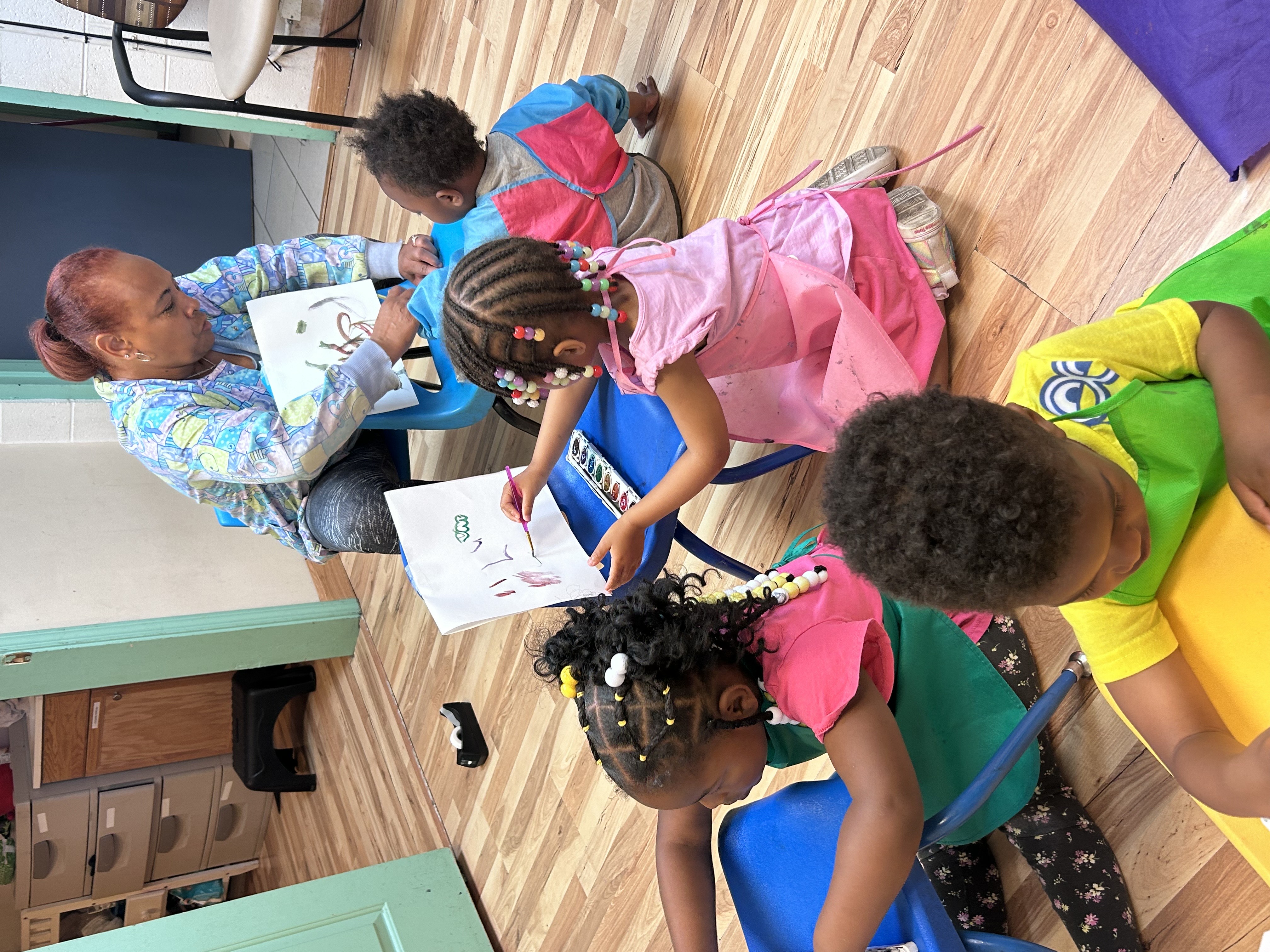 Children painting and creating art